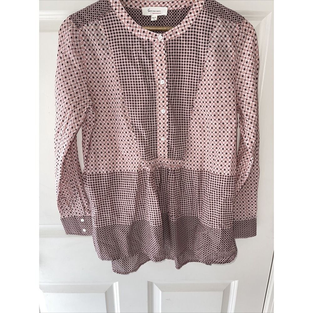 Two by Vince Camuto Long Sleeve Button Tunic Blouse Women's Small‎ Pink Bohemian